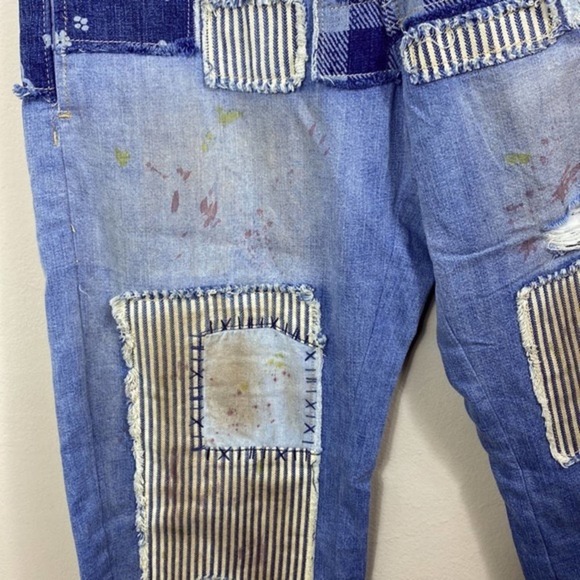 NEW Free People We the Free Azalea Daisy destroyed patchwork jeans. 29 - Picture 6 of 12